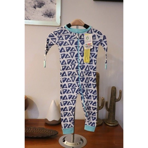 Toddler Boys 9mo. Lamaze Organics Geometric Footless Pj's 9 months Blue Pajama - Picture 1 of 4